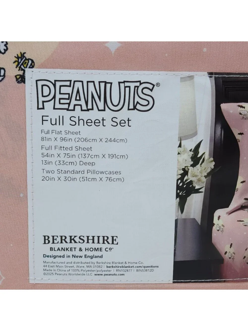 Peanuts Snoopy Full Sheet Set By Berkshire Pink Halloween Bats Ghosts Fall
